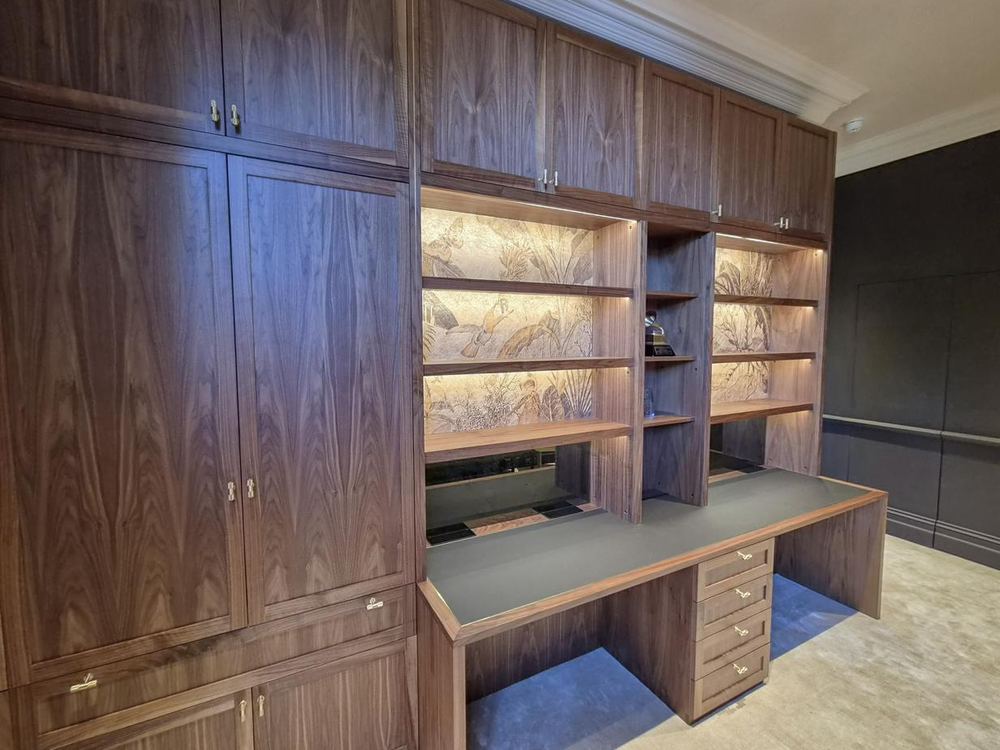 Full-height storage wall, private study