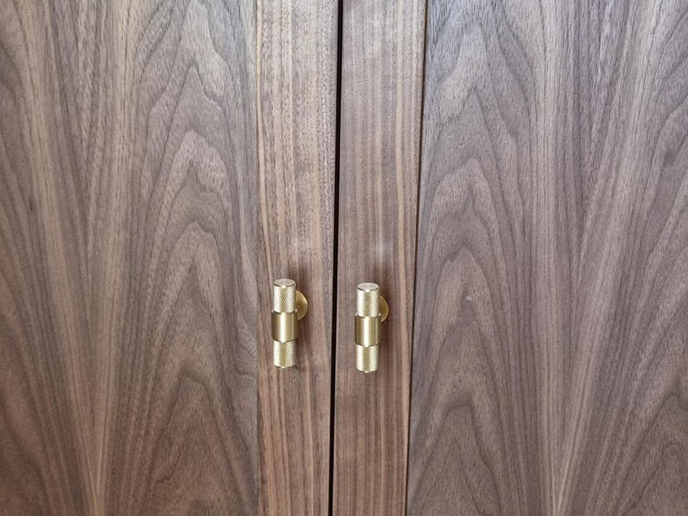 Hand-made brass door pulls, private study